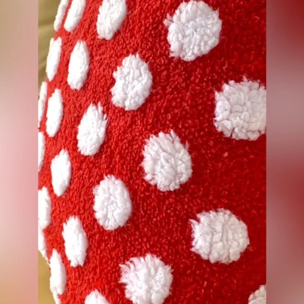 Set/2 Plush Fun Jacquard Red & White Christmas Polka Dot 18